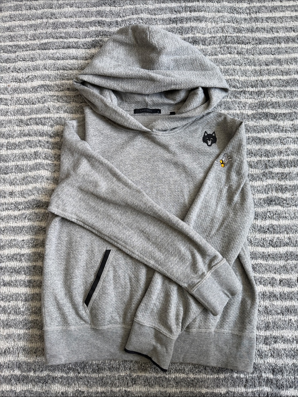 Kids Greyson Gray Hooded Sweatshirt with Wolf emblem & Winged Foot Embroidery